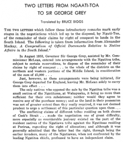 Letter to Sir George Grey