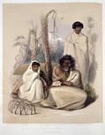 Na Horua (Nohorua), or Tom Street, his wife E Wai, and son Tuarau or Kopai, at Kahotea near Porirua [1844]. 