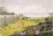 Rangihaeata's (Te Rangihaeata's) pah (pā), Mana and Middle Island [March 1848]