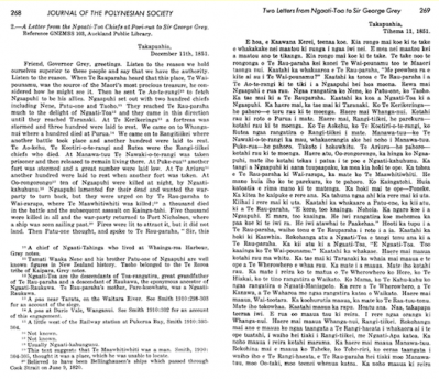 Two letters from Ngaati-Toa (Ngāti Toa) to Sir George Grey